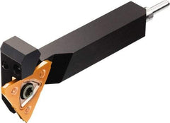 Sandvik Coromant - QS, External, Right Hand, 6.4mm Max Depth of Cut, Indexable Grooving Tool Holder - N123T3-0150-CM Insert Compatibility, 16mm Shank Height, 16mm Shank Width, 70mm OAL, Through Coolant - Benchmark Tooling