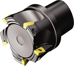 Sandvik Coromant - 4 Inserts, 44mm Cut Diam, 40mm Arbor Diam, 10mm Max Depth of Cut, Indexable Square-Shoulder Face Mill - 59mm High, R390-11.. Insert Compatibility, Through Coolant, Series CoroMill 390 - Benchmark Tooling