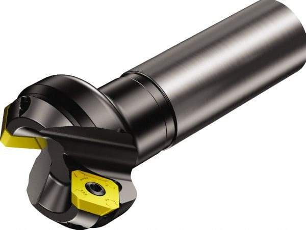 Sandvik Coromant - 63mm Cut Diam, 32mm Arbor Hole, 6mm Max Depth of Cut, 45° Indexable Chamfer & Angle Face Mill - 5 Inserts, R245-12T3.. Insert, Right Hand Cut, Series CoroMill 245 - Benchmark Tooling