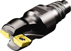 Sandvik Coromant - 3 Inserts, 1" Cut Diam, 0.9646" Arbor Diam, 0.216" Max Depth of Cut, Indexable Square-Shoulder Face Mill - 90° Lead Angle, 1.378" High, 490R-08T308 Insert Compatibility, Through Coolant, Series CoroMill 490 - Benchmark Tooling