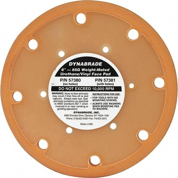 Dynabrade - 6" Diam Disc Backing Nonvacuum Replacement Pad - Medium Density, 12,000 RPM - Benchmark Tooling
