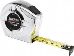 Lufkin - 33' x 1" Yellow Blade Tape Measure - 1/16" & 1/10 & 1/100' Graduation, A4 Graduation Style - Benchmark Tooling