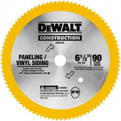 DeWALT - 6-1/2" Diam, 5/8" Arbor Hole Diam, 90 Tooth Wet & Dry Cut Saw Blade - Tungsten Carbide-Tipped, Fast Cutting Action, Diamond Arbor - Benchmark Tooling