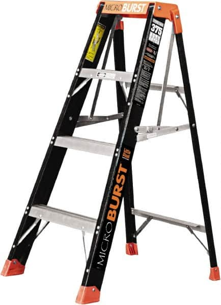 Little Giant Ladder - 3 Steps, 4' High, Type IAA Rating, Fiberglass Multi-Use Ladder - 375 Lb Load Capacity, 31" Base Width - Benchmark Tooling