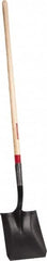 Razor-Back - 12" High x 9-1/2" Wide Square Steel Shovel - 48" Long Wood Straight Handle, Rolled - Benchmark Tooling