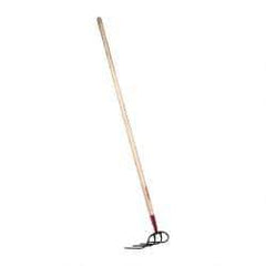 Razor-Back - Refuse Hook with 60" Straight Wood Handle - 4 Tines, 9" Tine Length - Benchmark Tooling