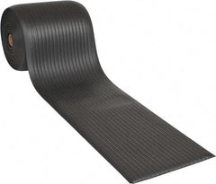 Wearwell - 60' Long x 2' Wide, Dry Environment, Anti-Fatigue Matting - Black, Vinyl with Vinyl Sponge Base, Rounded on 4 Sides - Benchmark Tooling