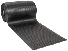 Wearwell - 60' Long x 3' Wide, Dry Environment, Anti-Fatigue Matting - Black, Vinyl with Vinyl Sponge Base, Rounded on 4 Sides - Benchmark Tooling