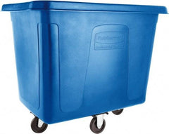 Rubbermaid - 500 Lb Load Capacity, 16 Cu Ft, 12.9 Bushels, Polyethylene Cube Truck - 31" Wide x 43-3/4" Long x 37" High, Dark Blue - Benchmark Tooling