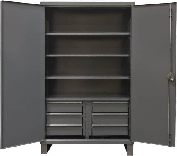 Durham - 4 Shelf Locking Storage Cabinet - Steel, 48" Wide x 24" Deep x 78" High, Gray - Benchmark Tooling