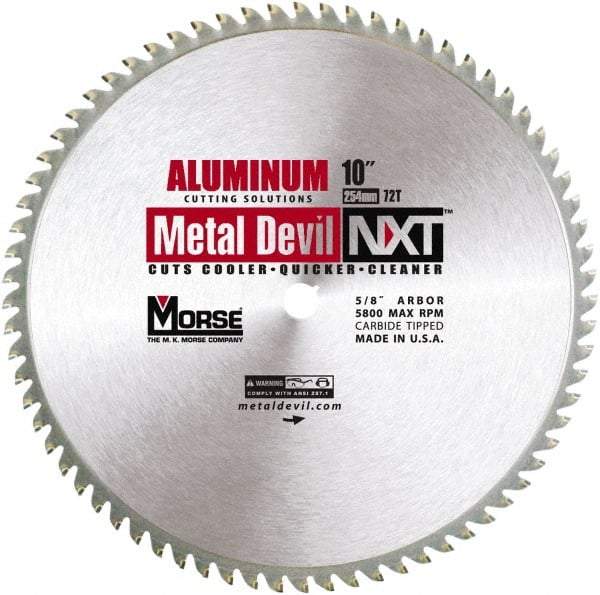 M.K. MORSE - 10" Diam, 5/8" Arbor Hole Diam, 72 Tooth Wet & Dry Cut Saw Blade - Steel, Standard Round Arbor - Benchmark Tooling