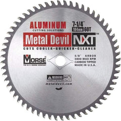 M.K. MORSE - 7-1/4" Diam, 5/8" Arbor Hole Diam, 60 Tooth Wet & Dry Cut Saw Blade - Steel, Standard Round Arbor - Benchmark Tooling