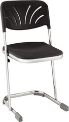 NPS - 18 Inch High, Stationary Square Seat with Steel Backrest - 16-1/4 Inch Deep x 16-3/4 Inch Wide, Plastic Seat, Black and Chrome - Benchmark Tooling