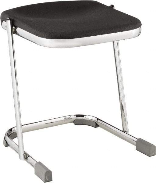 NPS - 18 Inch High, Stationary Fixed Height Stool - 16-1/4 Inch Deep x 16-3/4 Inch Wide, Plastic Seat, Black and Chrome - Benchmark Tooling