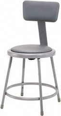 NPS - 18 Inch High, Stationary Fixed Height Stool with Adjustable Height Backrest - 14 Inch Deep x 14 Inch Wide, Vinyl Seat, Gray - Benchmark Tooling