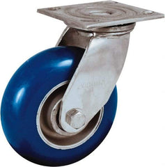 Albion - 6" Diam x 2" Wide x 7-1/2" OAH Top Plate Mount Swivel Caster - Neoprene Donut Tread over Aluminum Hub, 700 Lb Capacity, Precision Ball Bearing, 4 x 4-1/2" Plate - Benchmark Tooling