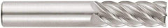 Niagara Cutter - 1", 2-5/8" LOC, 1" Shank Diam, 6" OAL, 5 Flute, Solid Carbide Square End Mill - Single End, Uncoated, Spiral Flute, 45° Helix, Centercutting, Right Hand Cut, Right Hand Flute, Series S545 - Benchmark Tooling