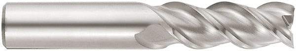 Niagara Cutter - 3/4", 4" LOC, 3/4" Shank Diam, 6-1/2" OAL, 3 Flute, Solid Carbide Square End Mill - Single End, Uncoated, Spiral Flute, 45° Helix, Centercutting, Right Hand Cut, Right Hand Flute, Series A345 - Benchmark Tooling