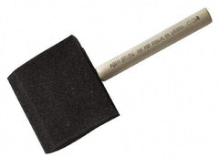 Made in USA - 4" Flat Foam Foam Paint Brush - 2-5/8" Bristle Length, 3-7/8" Wood Dowel Handle - Benchmark Tooling