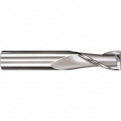 SGS - 8mm, 16mm LOC, 8mm Shank Diam, 63mm OAL, 2 Flute, Solid Carbide Square End Mill - Single End, Uncoated, Spiral Flute, 30° Helix, Centercutting, Right Hand Cut, Right Hand Flute, Series 52M - Benchmark Tooling