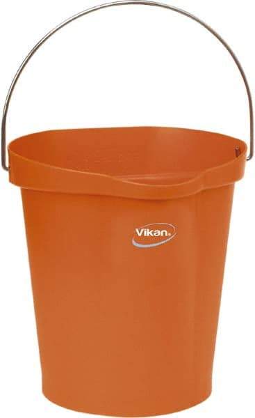 Vikan - 3 Gal, Polypropylene Round Orange Single Pail with Pour Spout - Handle Included - Benchmark Tooling