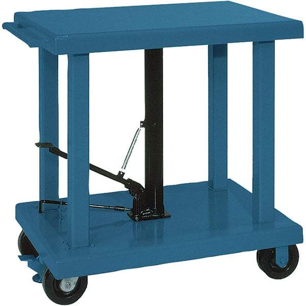 Wesco Industrial Products - 6,000 Lb Capacity Manual Hydraulic Post Lift Table - 37" to 59" Lift Height, 48" Platform Length x 32" Platform Width - Benchmark Tooling