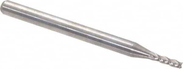 OSG - 1.5mm, 5mm LOC, 3mm Shank Diam, 39mm OAL, 4 Flute, Solid Carbide Square End Mill - Single End, Uncoated, Spiral Flute, 30° Helix, Centercutting, Right Hand Cut, Right Hand Flute, Series 404 - Benchmark Tooling