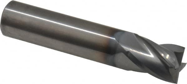 OSG - 1/2", 5/8" LOC, 1/2" Shank Diam, 2-1/2" OAL, 4 Flute, Solid Carbide Square End Mill - Single End, TiCN Finish, Spiral Flute, 30° Helix, Centercutting, Right Hand Cut, Right Hand Flute, Series 414 - Benchmark Tooling