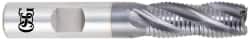 OSG - 7/16" Diam, Fine Pitch, 1/2" LOC, 4 Flute Cobalt Corner Chamfer Roughing End Mill - TiCN Finish, 2-1/2" OAL, 1/2" Shank Diam, Single End, Centercutting, 30° Helix - Benchmark Tooling