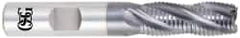 OSG - 1/4" Diam, Fine Pitch, 1/4" LOC, 4 Flute Cobalt Corner Chamfer Roughing End Mill - TiCN Finish, 2-1/16" OAL, 3/8" Shank Diam, Single End, Centercutting, 30° Helix - Benchmark Tooling