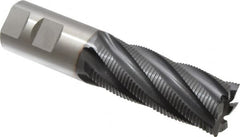 OSG - 1-1/4" Diam, Fine Pitch, 3" LOC, 6 Flute Cobalt Roughing Square End Mill - TiCN Finish, 5-1/2" OAL, 1-1/4" Shank Diam, Single End, 30° Helix - Benchmark Tooling