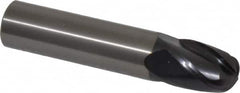 OSG - 1/2" Diam, 5/8" LOC, 4 Flute Solid Carbide Ball End Mill - TiAlN Finish, Single End, 2-1/2" OAL, 1/2" Shank Diam, Spiral Flute - Benchmark Tooling