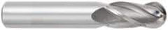 OSG - 1" Diam, 2-1/4" LOC, 4 Flute Solid Carbide Ball End Mill - TiCN Finish, Single End, 5" OAL, 1" Shank Diam, Spiral Flute - Benchmark Tooling