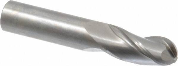 OSG - 5/8" Diam, 1-1/4" LOC, 3 Flute Solid Carbide Ball End Mill - Uncoated, Single End, 3-1/2" OAL, 5/8" Shank Diam, Spiral Flute - Benchmark Tooling