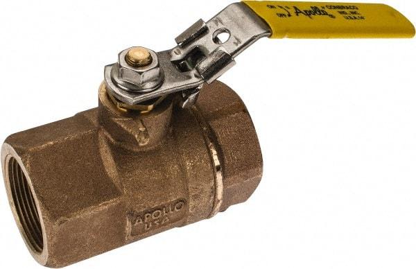 Apollo - 1-1/2" Pipe, Standard Port, Bronze Standard Ball Valve - 2 Piece, NPT Ends, Locking Lever Handle, 600 WOG, 150 WSP - Benchmark Tooling