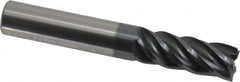 Accupro - 3/8", 1" LOC, 3/8" Shank Diam, 2-1/2" OAL, 5 Flute, Solid Carbide Square End Mill - Single End, nACRo Finish, Spiral Flute, Variable° Helix, Centercutting, Right Hand Cut, Right Hand Flute - Benchmark Tooling