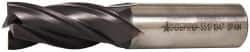 Accupro - 3/4", 1-5/8" LOC, 3/4" Shank Diam, 3-7/8" OAL, 4 Flute, Powdered Metal Square End Mill - Single End, TiAlN Finish, Spiral Flute, 30° Helix, Centercutting, Right Hand Cut, Right Hand Flute - Benchmark Tooling