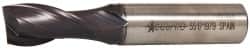 Accupro - 5/8", 1-5/16" LOC, 5/8" Shank Diam, 3-7/16" OAL, 2 Flute, Powdered Metal Square End Mill - Single End, TiAlN Finish, Spiral Flute, 30° Helix, Centercutting, Right Hand Cut, Right Hand Flute - Benchmark Tooling