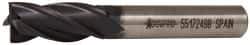 Accupro - 7/16", 1" LOC, 3/8" Shank Diam, 2-11/16" OAL, 4 Flute, Powdered Metal Square End Mill - Single End, TiAlN Finish, Spiral Flute, 30° Helix, Centercutting, Right Hand Cut, Right Hand Flute - Benchmark Tooling