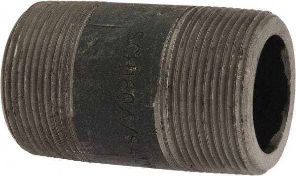 Value Collection - Schedule 160, 1-1/2" Diam x 3" Long Black Pipe Nipple - Threaded - Benchmark Tooling