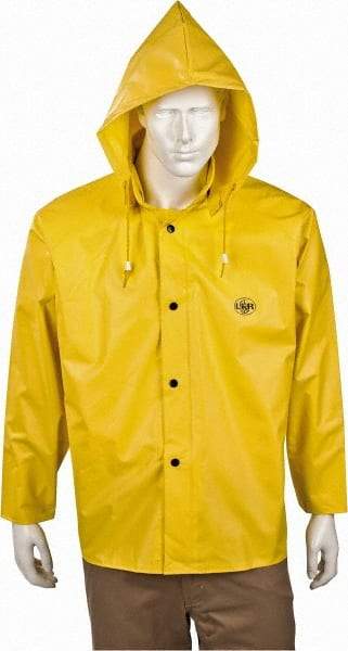 MCR Safety - Size M, Yellow, Rain Jacket - Attached Hood - Benchmark Tooling