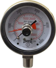 Winters - 2-1/2" Dial, 1/4 Thread, 0-5,000 Scale Range, Pressure Gauge - Lower Connection Mount, Accurate to 1% of Scale - Benchmark Tooling