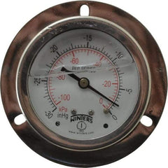 Winters - 2-1/2" Dial, 1/4 Thread, 30 Scale Range, Pressure Gauge - Front Flange Panel Mount, Center Back Connection Mount, Accurate to 1.6% of Scale - Benchmark Tooling