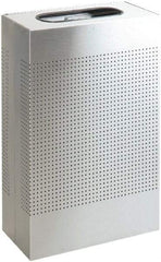 Rubbermaid - 13 Gal Silver Rectangle Decorative Waste Receptacle With Top - Stainless Steel, 30" High x 19-1/2" Long x 495.3mm Wide - Benchmark Tooling