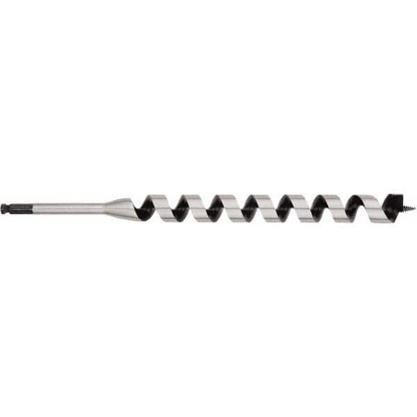 Irwin - 1-1/4", 7/16" Diam Hex Shank, 17" Overall Length with 15" Twist, Ship Auger Bit - Benchmark Tooling