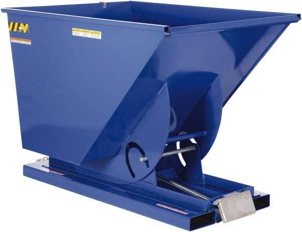 Vestil - 4,000 Lb Load Capacity, 1-1/2 Cu Yd, Steel Self-Dumping Hopper - 43-9/16" Wide x 68-3/8" Long x 51-13/16" High, Blue - Benchmark Tooling
