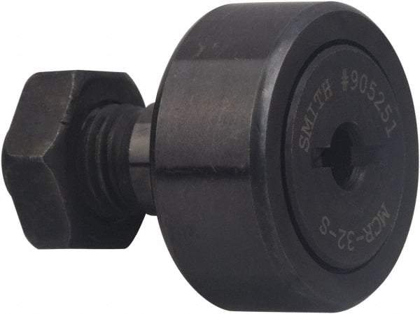 Accurate Bushing - 85mm Roller Diam x 35mm Width, 30mm Stud Diam x 63mm Length, Sealed Stud Cam Follower - Carbon Steel, 32mm Thread Length, M30x1.5 Thread, 100mm OAL, 45,000 N Dynamic Cap, 85,000 N Static Cap - Benchmark Tooling