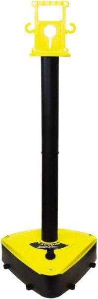 PRO-SAFE - 46-1/2" High, 3" Pole Diam, Warning Post - 55-1/4" Base Diam, Triangle Plastic Base, Black & Yellow Plastic Post, For Outdoor Use - Benchmark Tooling