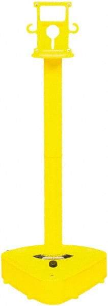 PRO-SAFE - 46-1/2" High, 3" Pole Diam, Warning Post - 55-1/4" Base Diam, Triangle Plastic Base, Yellow Plastic Post, For Outdoor Use - Benchmark Tooling