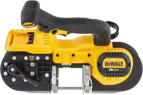 DeWALT - 20 Volt, 32-7/8" Blade, 740 SFPM Cordless Portable Bandsaw - 2-1/2" (Round) & 2-1/2 x 2-1/2" (Rectangle) Cutting Capacity, Lithium-Ion Battery Not Included - Benchmark Tooling